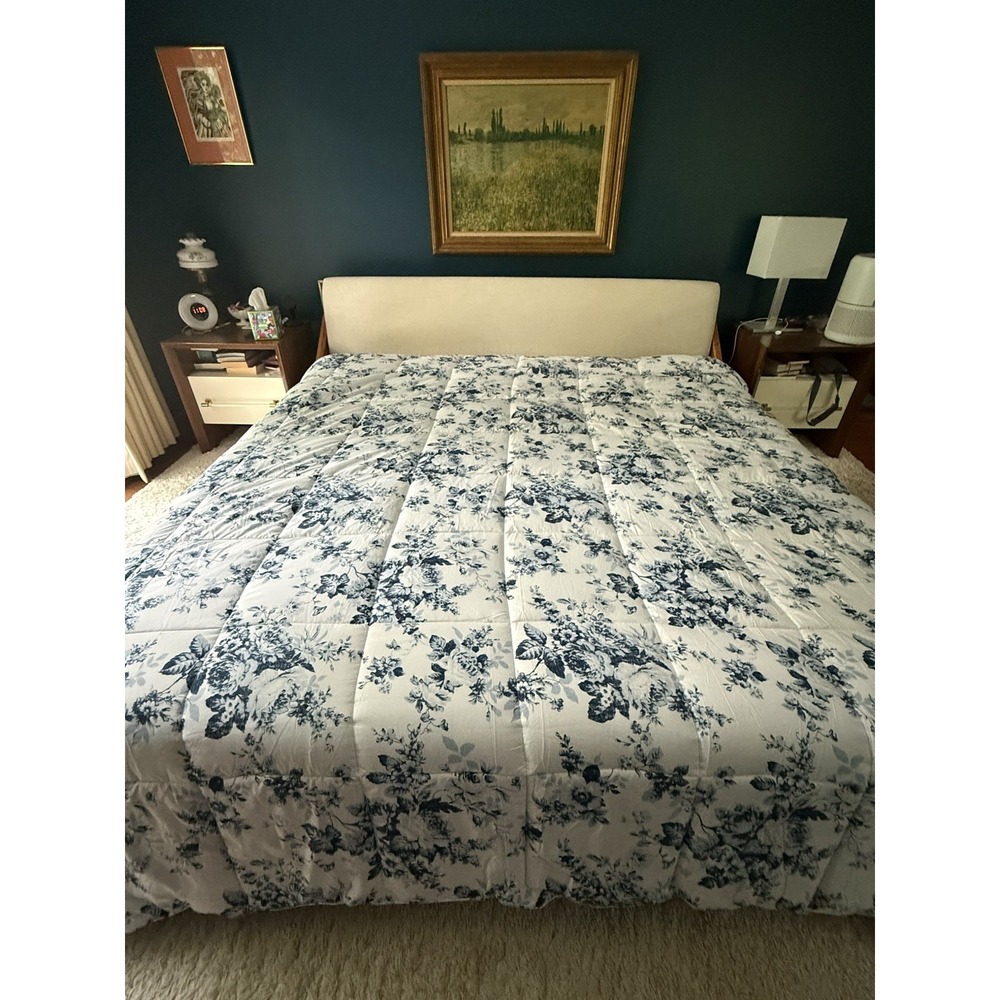Reversible Floral Botanical Seersucker Breathable Comforter Set Queen 3 Pc $139 - Picture 5 of 6